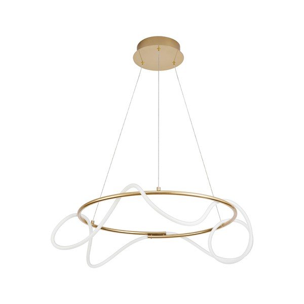 Lustră aurie LED cu intensitate reglabilă din aluminiu cu abajur din sticlă acrilică ø 70 cm Tiriac – Nova Luce