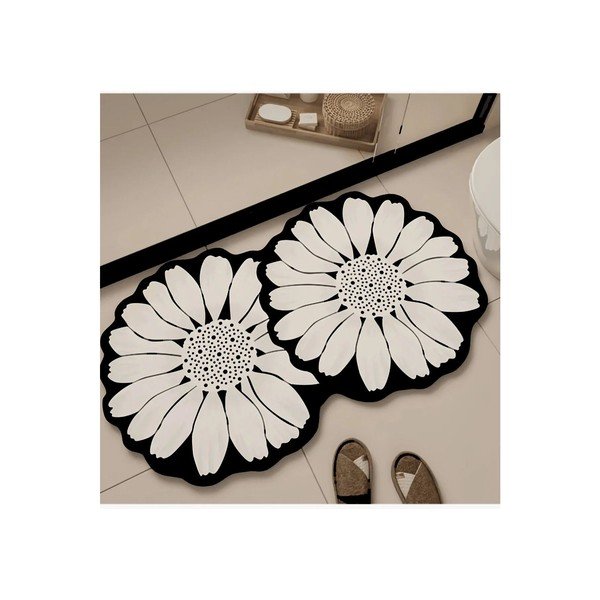 Covoraș de baie negru/crem 70x120 cm Flor Extrana – Foutastic-image-2