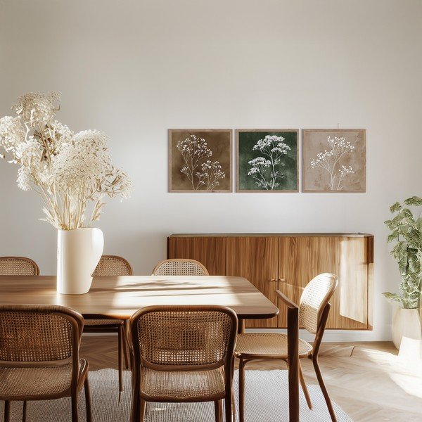 Tablouri 3 buc. 30x30 cm Floral Imprint – Styler-image-2