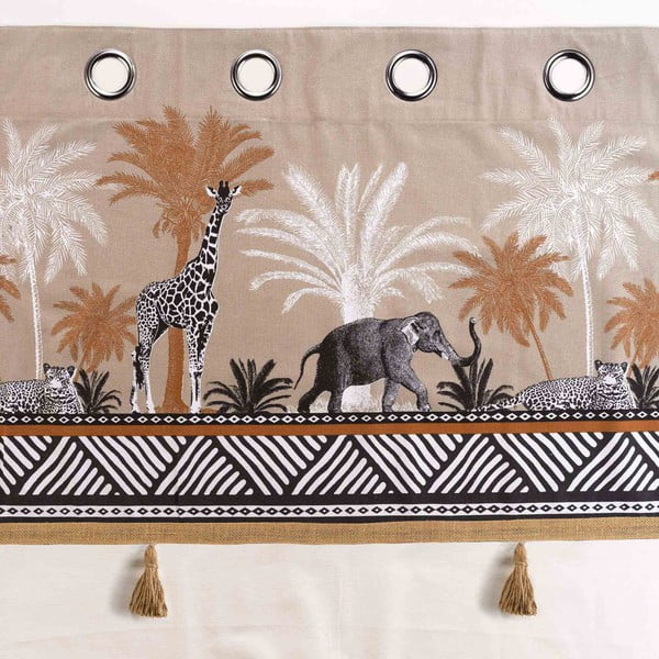 Draperie maro-în culoare naturală din bumbac 140x240 cm Kenya Lodge – douceur d'intérieur-image-3