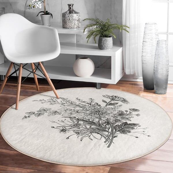 Covor rotund  crem lavabil adecvat și  pentru aspiratoare robot   ø 80 cm Comfort – Mila Home-image-2