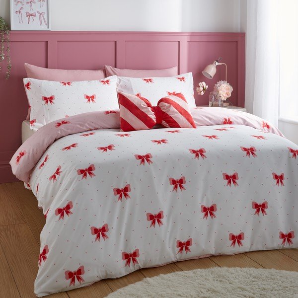 Lenjerie de pat roz pentru pat dublu, extinsă 230x220 cm Dotty Bows – Sassy B-image-2