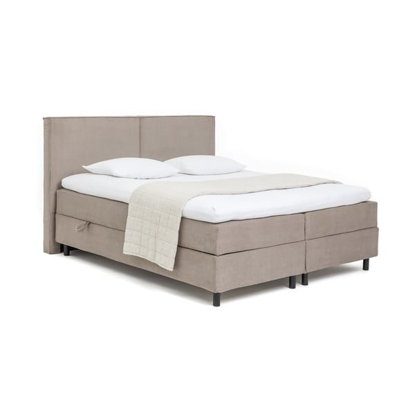 Pat boxspring taupe cu spațiu de depozitare 160x200 cm Elva Bold – Bonami Selection