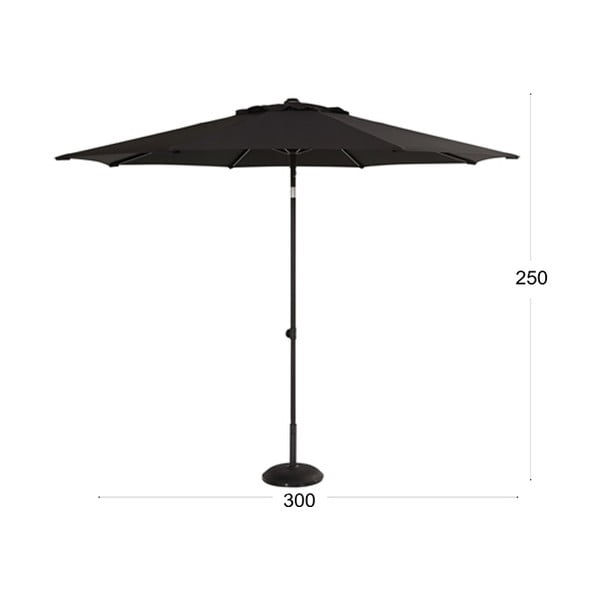 Umbrelă de soare Hartman, ø 300 cm, negru-image-1