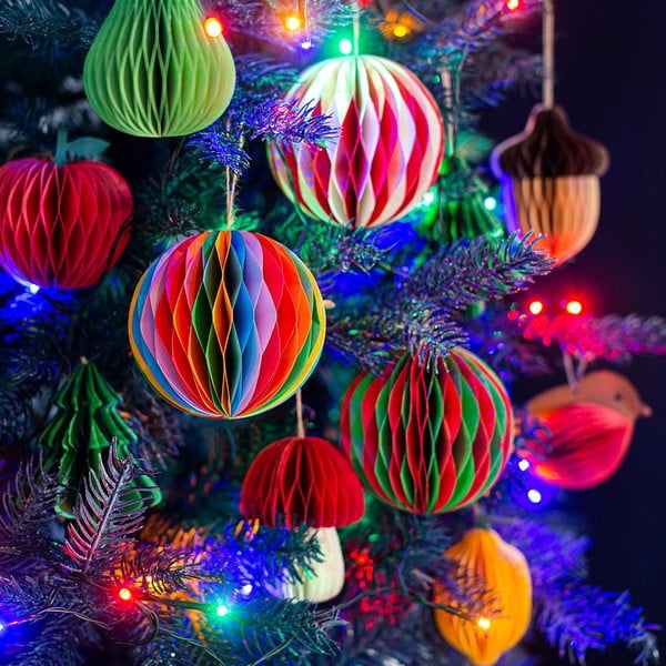 Ornament de Crăciun lucrat manual din hârtie 10 cm Honeycomb Acorn – Sass & Belle-image-3