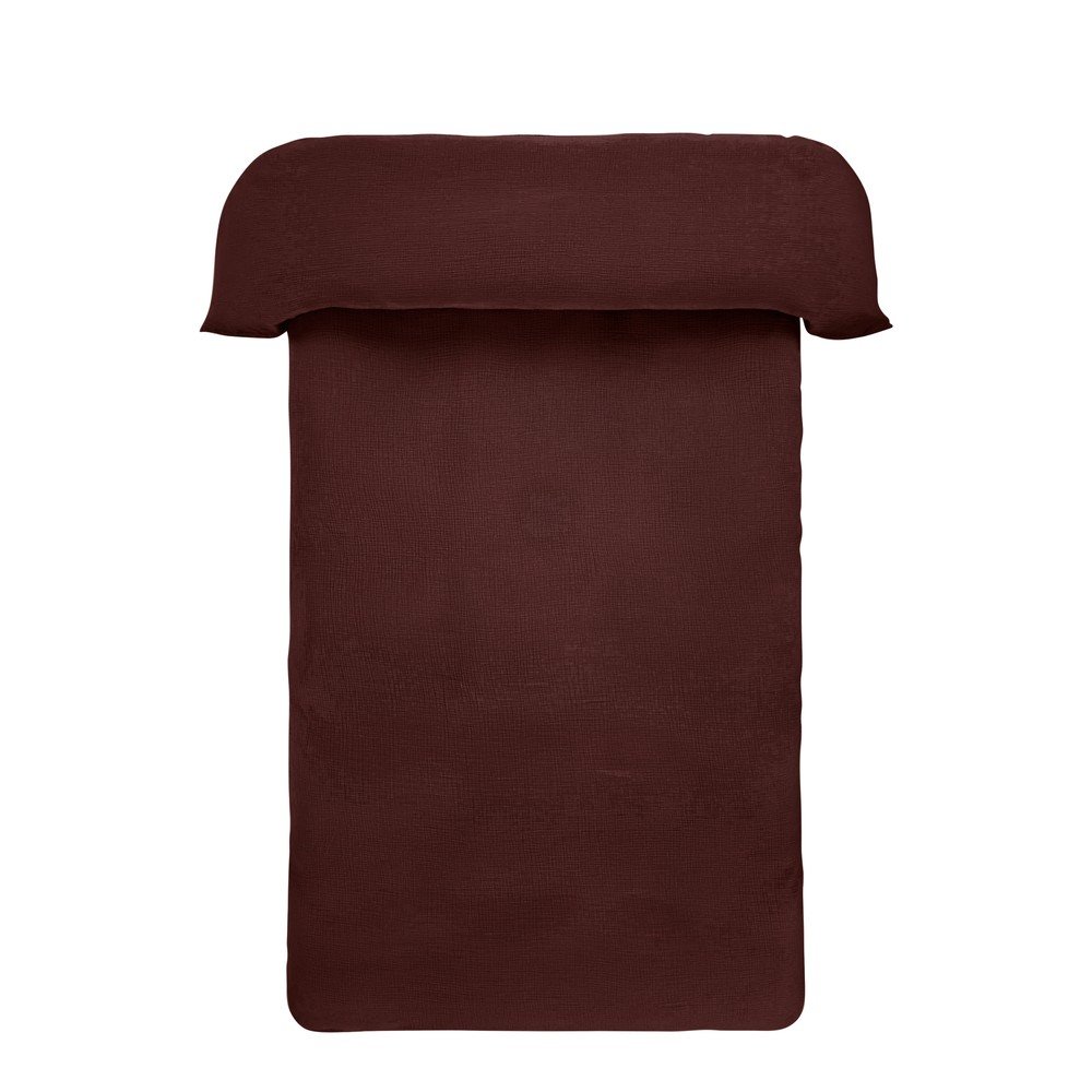 Lenjerie de pat maro închis din muselină pentru pat de o persoană 140x200 cm Amilia – Jotex