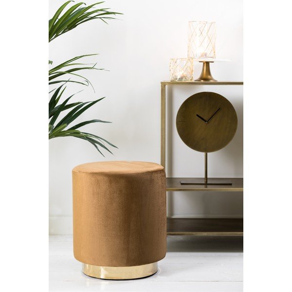 Taburet auriu/maro deschis cu tapițerie din catifea Nadien – Light & Living-image-1
