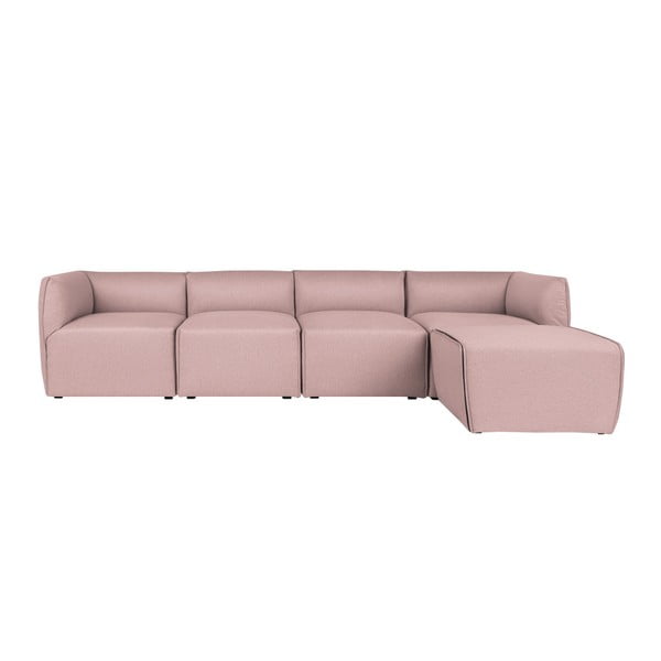Canapea modulară cu 4 locuri și șezlong Norrsken Ollo, roz