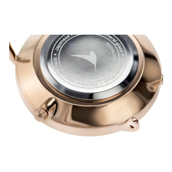 Ceas damă, curea metalică din inox Emily Westwood Go, negru-roz auriu-image-2