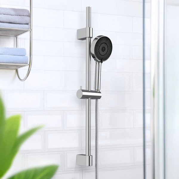 Set de duș argintiu din oțel inoxidabil 70 cm cu duș de mână, cu suport glisant Softwater – Wenko-image-1