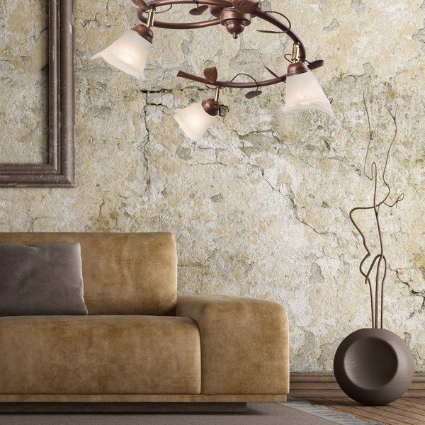 Plafonieră maro închis cu abajur din sticlă ø 13 cm Bluszcz – LAMKUR-image-1