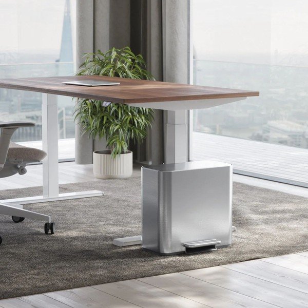 Coș de gunoi argintiu mat pentru reciclare/cu pedală din oțel inoxidabil 15 l Dual Mini – simplehuman-image-2