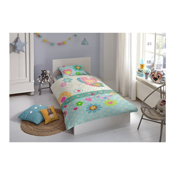 Lenjerie de pat pentru copii din bumbac pur Good Morning Cute Love, 140 x 200 cm-image-1