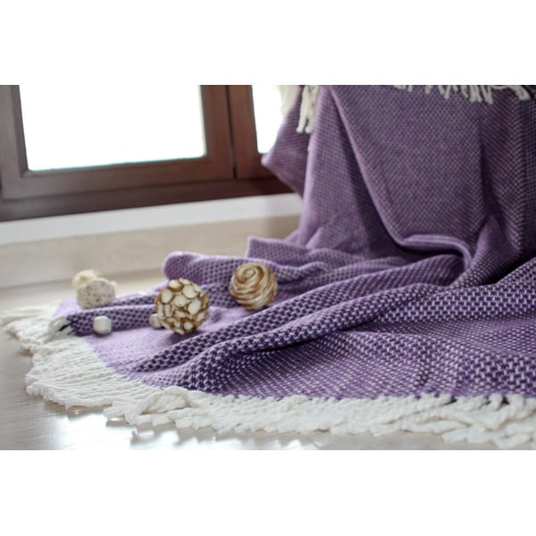 Pled din amestec de bumbac Euromat Zen Navy Blue, 140 x 180 cm-image-2