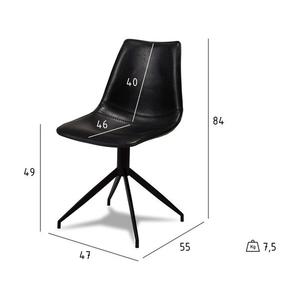 Scaune de dining negre rotative 2 buc. Isabel – Furnhouse-image-4