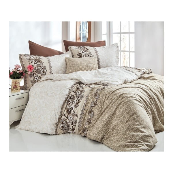 Set lenjerie de pat din bumbac pentru pat de o persoană Deluxe Satin Apollo, 160 x 220 cm