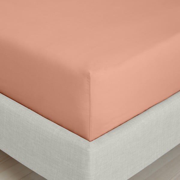 Cearceaf teracotă din bumbac percal cu elastic 90x190 cm Cotton Percale – Bianca-image-3