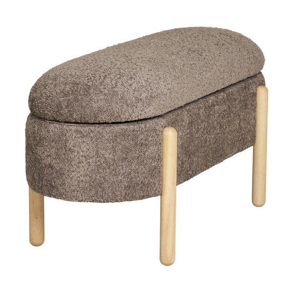 Bancă maro cu tapițerie din țesătură bouclé Branca – House Nordic-image-3