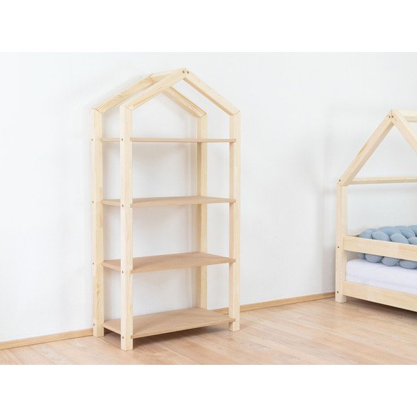 Bibliotecă din lemn tip căsuță cu rafturi bej Benlemi Tally, 153 x 78 cm-image-1