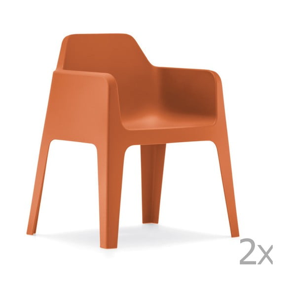 Set 2 scaune de grădină Pedrali Plus, portocaliu