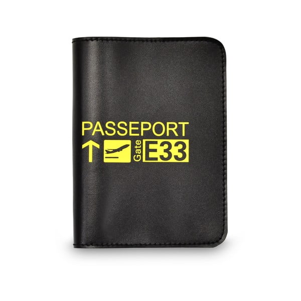 Husă pentru pașaport cu detalii galbene Hero Paris Gate, negru