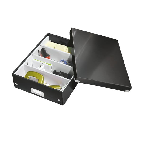 Cutie de depozitare neagră din carton cu capac 28x37x10 cm Click&Store – Leitz