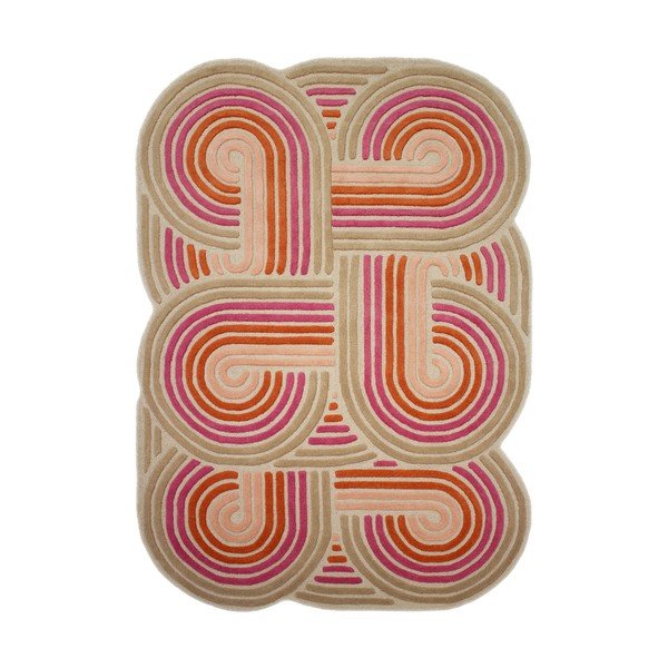 Covor roz țesut manual din lână 140x200 cm Spiral Shaped  – Flair Rugs