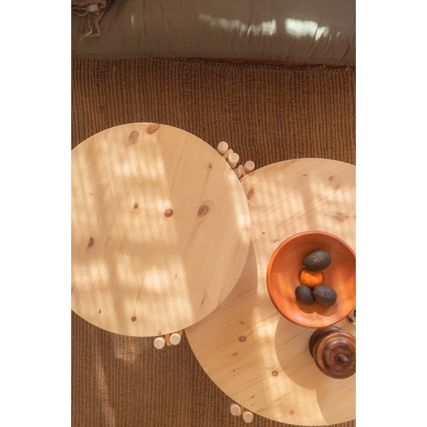 Măsuță de cafea în culoare naturală rotundă din lemn masiv de pin ø 80 cm Sticks – Karup Design-image-1