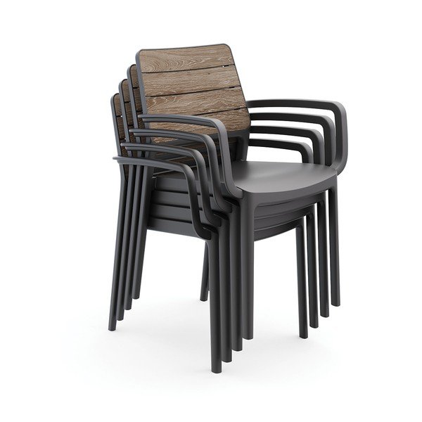 Scaun de grădină gri închis/maro închis din plastic Deco Porto – Keter-image-2