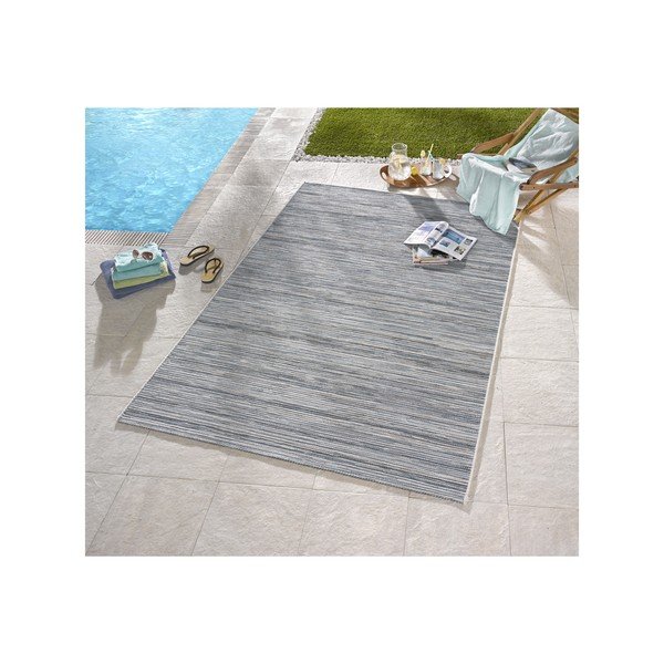 Covor potrivit și pentru exterior Lotus 120x170 cm, gri deschis, cu dungi-image-1