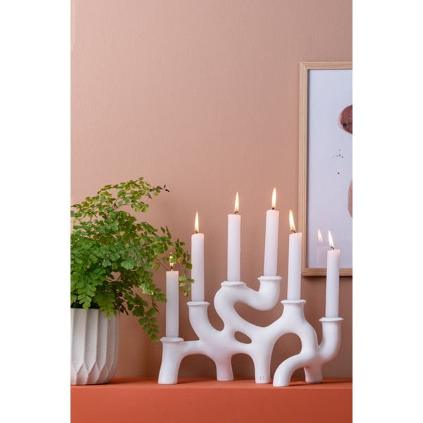 Sfeșnic alb din polirașină Swirls - PT LIVING-image-1