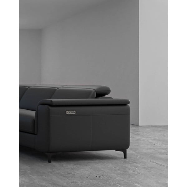 Colțar gri închis cu tapițerie din piele (colț pe  partea stângă ) Brito – MESONICA-image-4