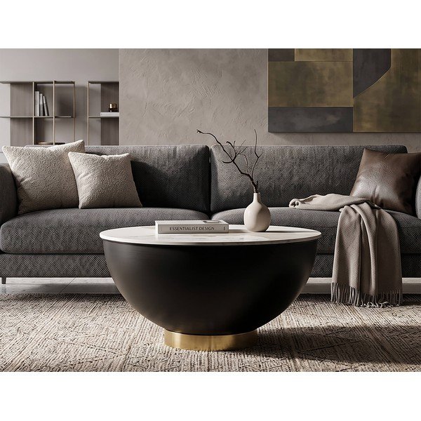 Măsuță de cafea maro rotundă din metal ø 73 cm Glam – Mauro Ferretti-image-1