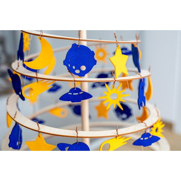 Set 8 decorațiuni de Crăciun din pâslă galbenă și albastră Spira Medium-image-4