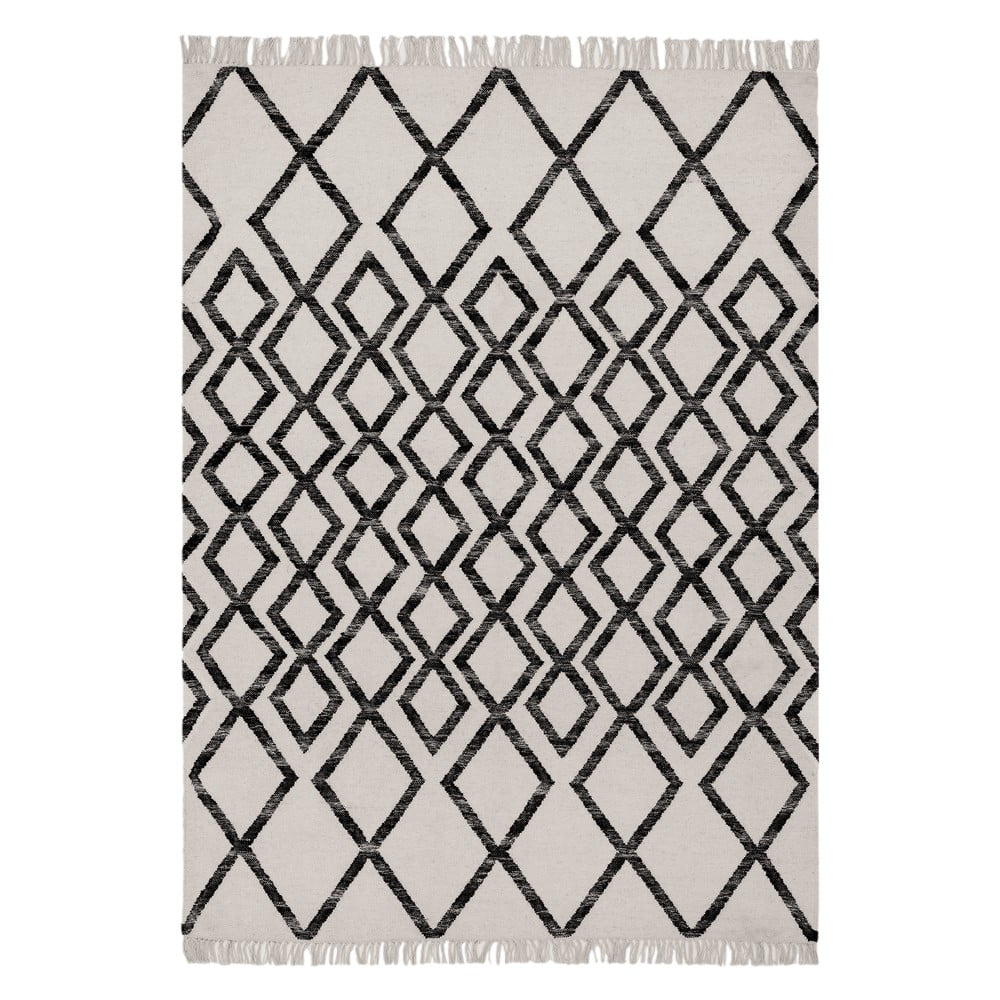 Covor Asiatic Carpets Hackney Diamond, 120 x 170 cm, bej-negru