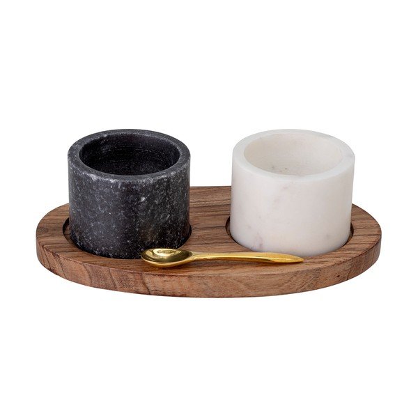 Set solniță și piperniță din marmură cu tavă și lingură Bloomingville Florio-image-2