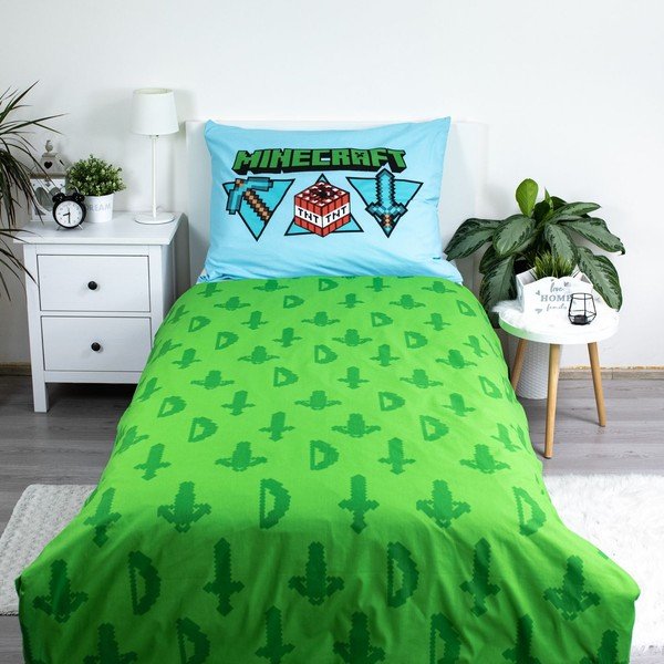 Lenjerie de pat pentru copii din bumbac pentru pat de o persoană 140x200 cm Minecraft – Jerry Fabrics-image-2