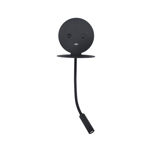 Aplică de perete neagră LED cu structură flexibilă/cu port USB din aluminiu Eclip – Nova Luce