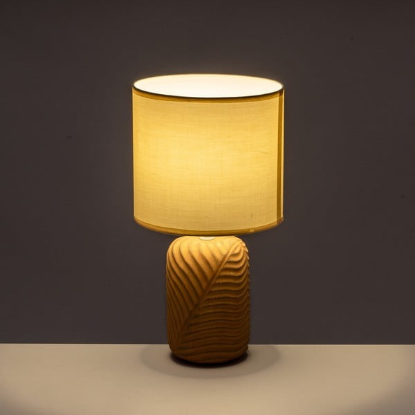 Veioză cărămizie/crem cu abajur textil (înălțime 39 cm) – Casa Selección-image-1