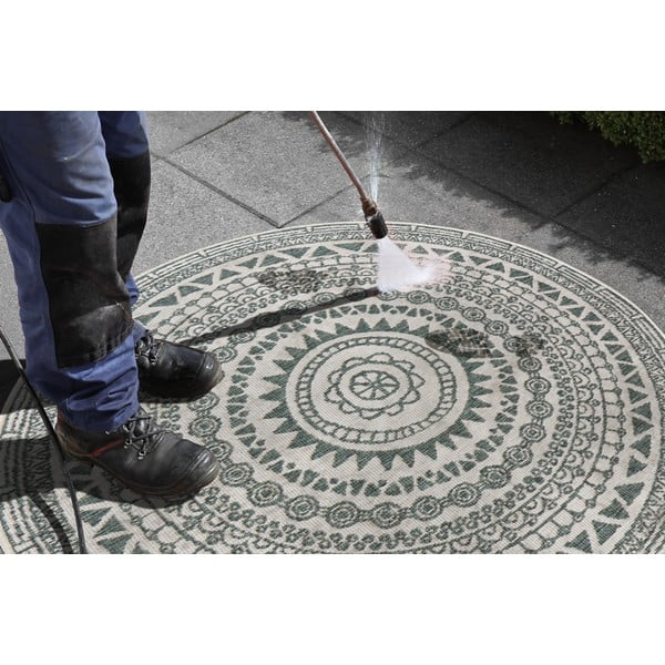 Covor adecvat pentru exterior NORTHRUGS Coron, ø 140 cm, verde-crem-image-4