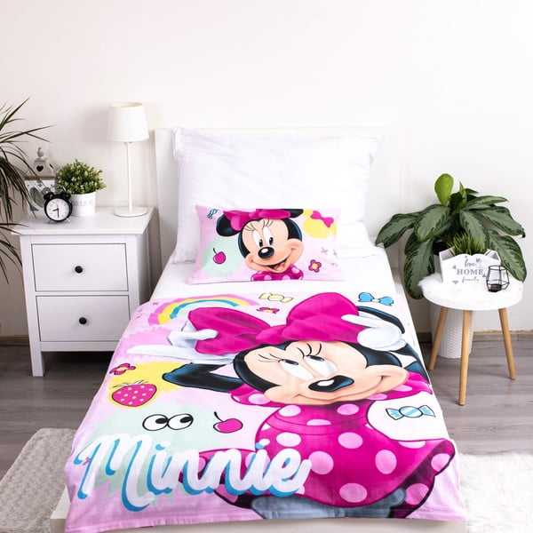 Lenjerie de pat pentru copii roz din bumbac pentru pătuț 100x135 cm Minnie "Sweet" – Jerry Fabrics-image-2