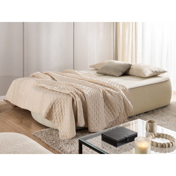 Canapea bej/taupe extensibilă/cu spațiu de depozitare cu tapițerie din catifea 210 cm Saga – Ropez-image-3