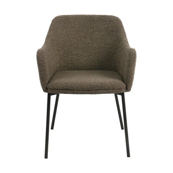 Scaun de sufragerie maro cu cotiere tapițat Melilla – House Nordic-image-3