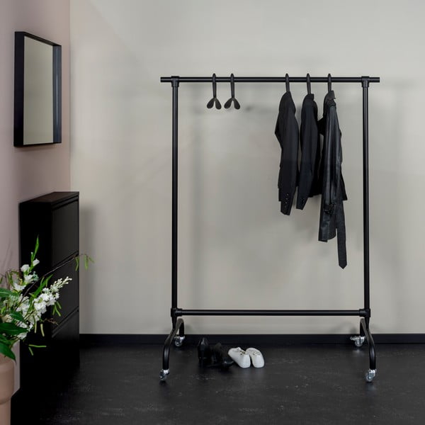 Suport pentru haine negru cu roți din metal Luuk – Spinder Design-image-3