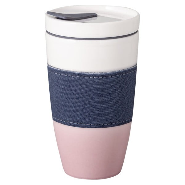 Cană de voiaj din porțelan Villeroy & Boch Like To Go, 350 ml, roz - alb-image-3