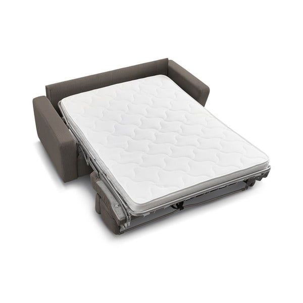 Canapea gri/maro extensibilă cu tapițerie din catifea reiată  195 cm Monaco – Bobochic Paris-image-4