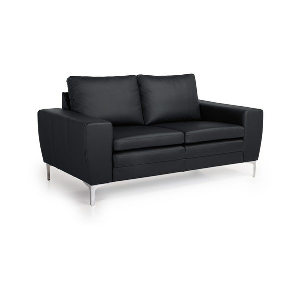 Canapea cu husă din piele Scandic Twigo, negru, 166 cm-image-2
