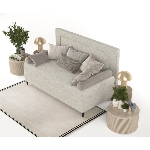 Pat gri/bej tapițat 100x200 cm Alba – Maison de Rêve-image-4