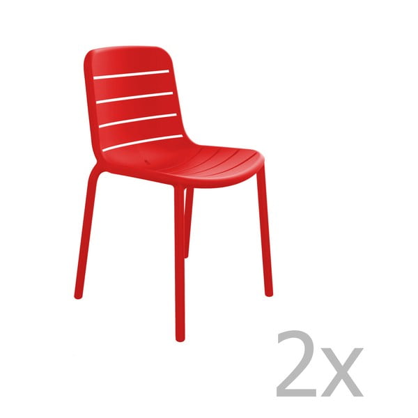 Set 2 scaune de grădină Resol Gina Garden, roșu