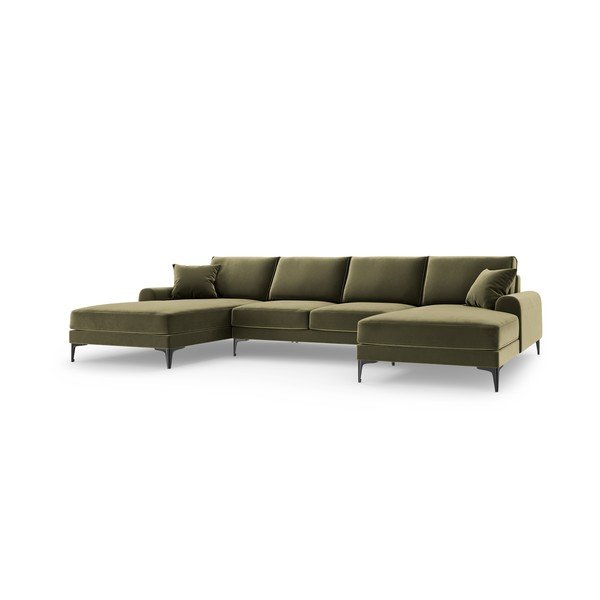 Canapea în formă de U din catifea Mazzini Sofas Madara, verde-image-2